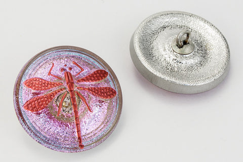 23mm Pink/Red Copper Dragonfly Button #BUT006-General Bead