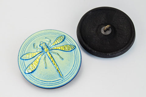31mm Iridescent Aqua Dragonfly Button #BUT009-General Bead