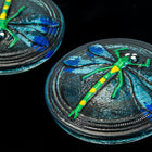 31mm Aqua Painted Dragonfly Button #BUT010-General Bead