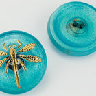 18mm Aqua/Gold Dragonfly Button #BUT017-General Bead