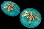 18mm Aqua/Gold Dragonfly Button #BUT017-General Bead