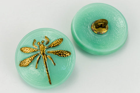 18mm Sea Foam/Gold Dragonfly Button #BUT018-General Bead