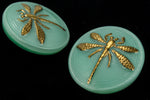 18mm Sea Foam/Gold Dragonfly Button #BUT018-General Bead