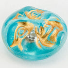 18mm Aqua/Gold Moon Face Button #BUT034-General Bead