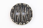 15mm Pewter Striped 2 Hole Button #BUT050-General Bead