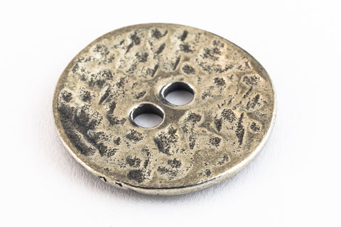 19mm Antique Silver Pewter Hammered 2 Hole Button #BUT051A-General Bead