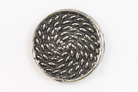 18mm Antique Silver Pewter Spiraling Texture Button #BUT061A-General Bead