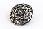 16mm Antique Silver Pewter Leaf Border Button #BUT069-General Bead