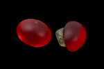 7mm X 9.5mm Matte Ruby Oval Glass Button #BUT076-General Bead