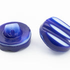 13mm Royal Blue/White Ridged Glass Button #BUT107