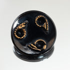 18mm Black and Gold Glass Button #BUT118