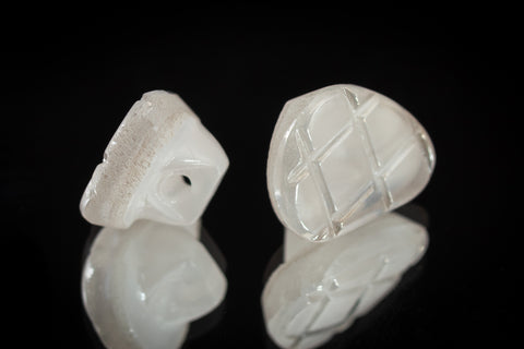 11mm White/Clear Glass Triangle Button #BUT125