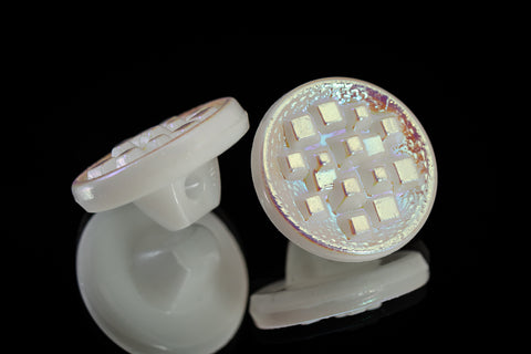 14mm White AB Glass Button #BUT126