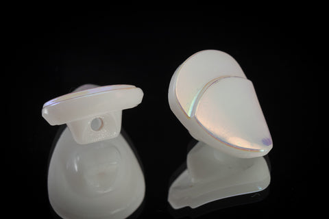 14mm White AB Glass Triangle Button #BUT129