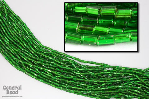 Size 1 Silver Lined Green Bugle (10 Gm, Hank, 1/2 Kilo) #CBA009-General Bead