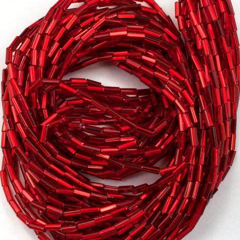 Size 3 Silver Lined Red Bugle (10 Gm, Hank, 1/2 Kilo) #CBC043-General Bead