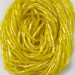 Size 2 Luster Transparent Yellow Bugle (10 Gm, Hank, 1/2 Kilo) #CBB071-General Bead