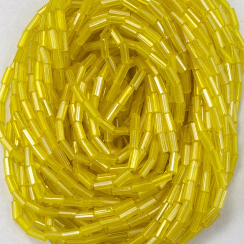 Size 2 Luster Transparent Yellow Bugle (10 Gm, Hank, 1/2 Kilo) #CBB071-General Bead