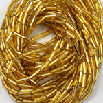 Size 3 Silver Lined Gold Bugle (10 Gm, Hank, 1/2 Kilo) #CBC002-General Bead
