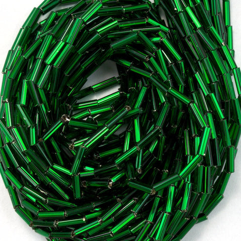 Size 3 Silver Lined Christmas Green Bugle (10 Gm, Hank, 1/2 Kilo) #CBC003-General Bead