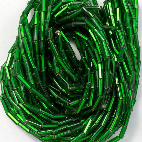 Size 3 Silver Lined Green Bugle (10 Gm, Hank, 1/2 Kilo) #CBC006-General Bead