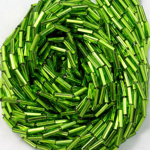Size 3 Silver Lined Lime Bugle (10 Gm, Hank, 1/2 Kilo) #CBC024-General Bead