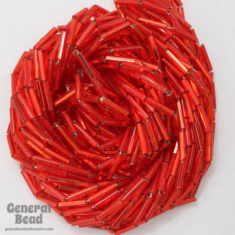 Size 4 Silver Lined Chinese Red Czech Bugle (10 Gm, Hank, 1/2 Kilo) #CBD013-General Bead