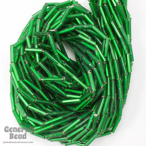 Size 4 Silver Lined Christmas Green Czech Bugle (10 Gm, Hank, 1/2 Kilo) #CBD019-General Bead