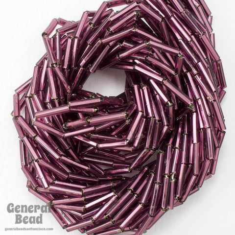 Size 4 Silver Lined Plum Czech Bugle (10 Gm, Hank, 1/2 Kilo) #CBD037-General Bead