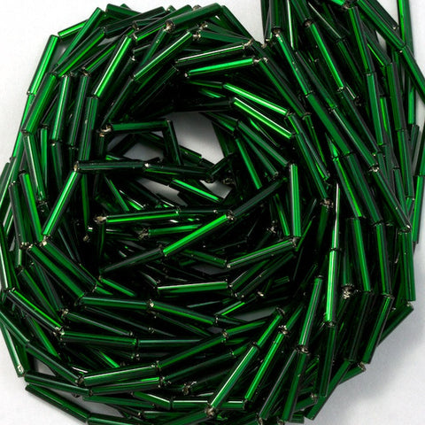Size 5 Silver Lined Christmas Green Bugle (10 Gm, Hank, 1/2 Kilo) #CBE003-General Bead