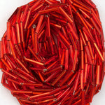 Size 5 Silver Lined Chinese Red Bugle (10 Gm, Hank, 1/2 Kilo) #CBE028-General Bead