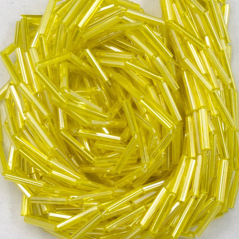 Size 5 Luster Transparent Yellow Bugle (10 Gm, Hank, 1/2 Kg) #CBE048-General Bead