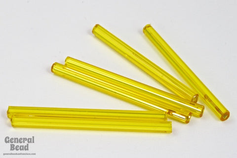 30mm Silver Lined Yellow Bugle (10 Gm, 40 Gm, 1/2 Kilo) #CBG012-General Bead