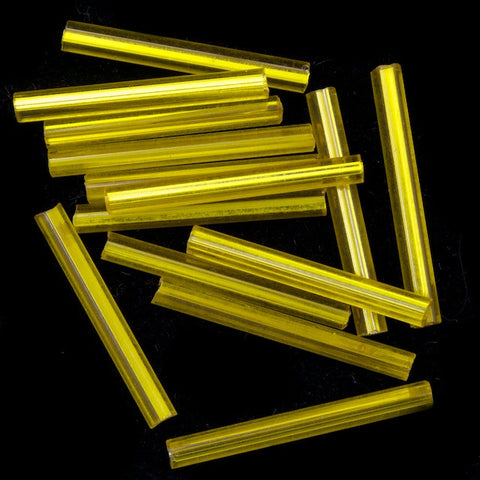 20mm Silver Lined Yellow Bugle (10 Gm, 40 Gm, 1/2 Kilo) #CBI012-General Bead