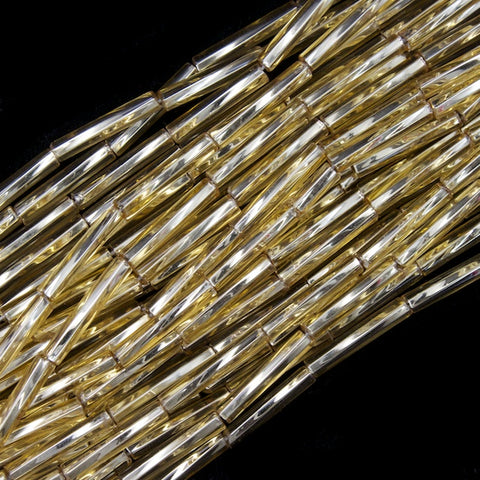 Size 2 Silver Lined Light Gold Twist Bugle (1/4 Kilo) Preciosa #17020
