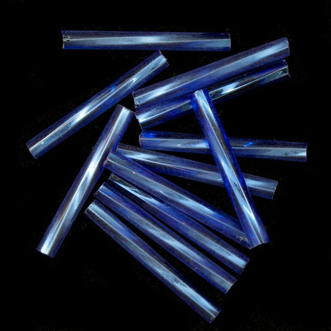 20mm Silver Lined Light Sapphire Twist Bugle (10 Gm, 40 Gm, 1/2 Kilo) #CBP003-General Bead
