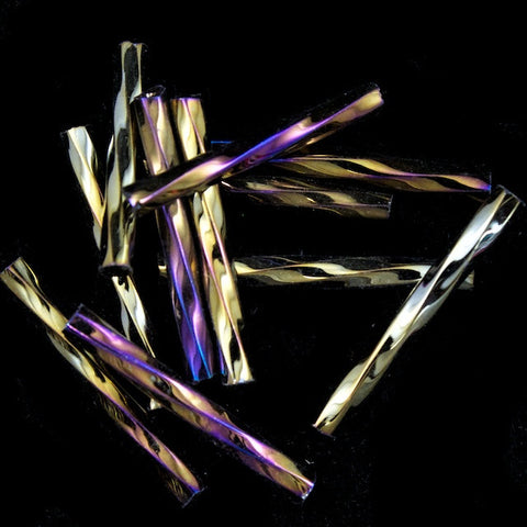 20mm Metallic Brown Iris Twist Bugle (10 Gm, 40 Gm, 1/2 Kilo) #CBP012-General Bead