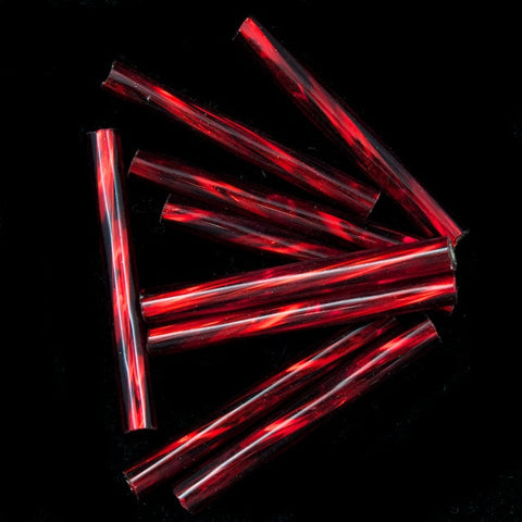 20mm Silver Lined Red Twist Bugle (10 Gm, 40 Gm, 1/2 Kilo) #CBP016-General Bead
