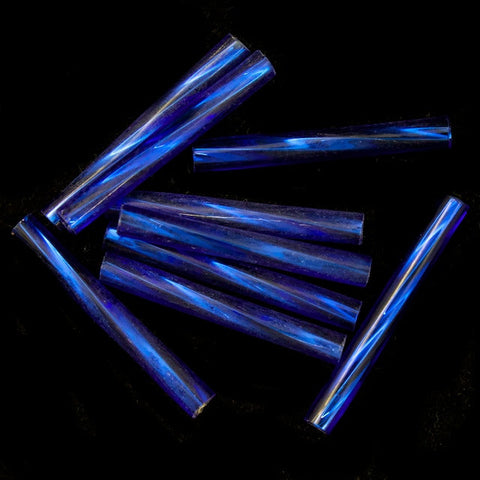 20mm Silver Lined Cobalt Twist Bugle (10 Gm, 40 Gm, 1/2 Kilo) #CBP019-General Bead
