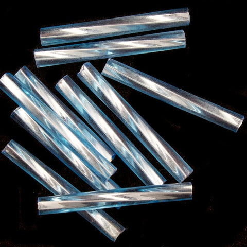 20mm Silver Lined Aqua Twist Bugle (10 Gm, 40 Gm, 1/2 Kilo) #CBP024-General Bead