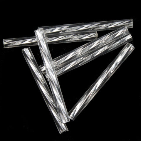 25mm Silver Lined Silver Twist Bugle (10 Gm, 40 Gm, 1/2 Kilo) #CBQ008-General Bead
