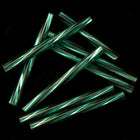 30mm Silver Lined Blue Zircon Twist Bugle (10 Gm, 40 Gm, 1/2 Kilo) #CBR040