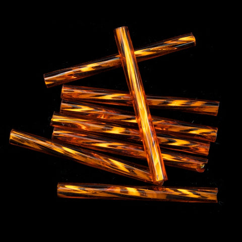 30mm Silver Lined Orange Twist Bugle (10 Gm, 40 Gm, 1/2 Kilo) #CBR025