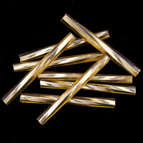 20mm Silver Lined Gold Twist Bugle (10 Gm, 40 Gm, 1/2 Kilo) #CBP032