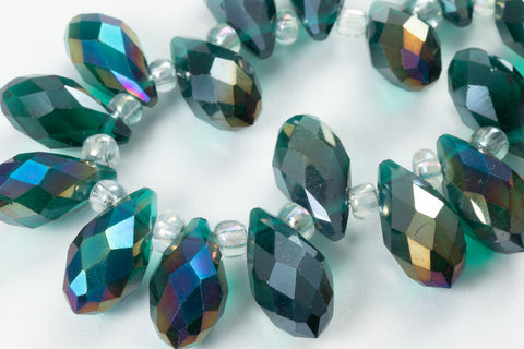 6mm x 12mm Emerald AB Chinese Crystal Briolette (60 Pcs) #CBRIO007