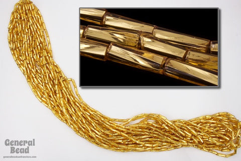 Size 3 Silver Lined Gold Twist Bugle (10 Gm, Hank, 1/2 Kg) #CBT026-General Bead