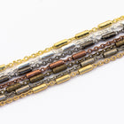 Bright Gold 1mm Petite Cable Chain with 3 Satellite Bars #CC138-General Bead
