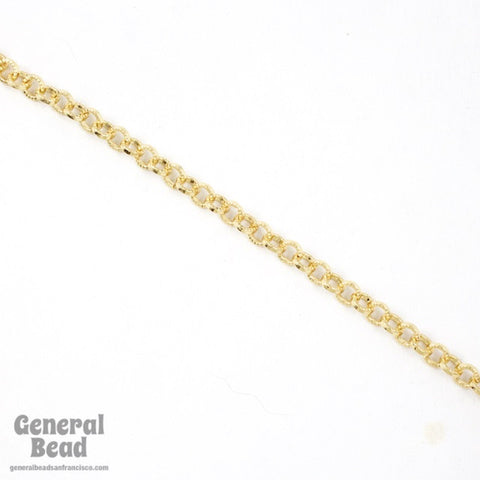 5mm Bright Gold Textured Circular Cable Chain CC49-General Bead
