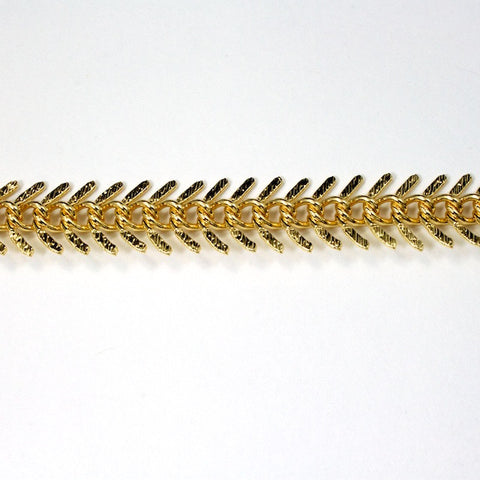 Bright Gold, 14mm Fish Bone Chain CC88-General Bead