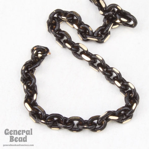 3mm Black/Gold Faceted Cable Chain #CC100-General Bead
